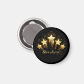 Fünf goldene Sterne auf schwarz Magnet (Vorderseite/Rückseite)