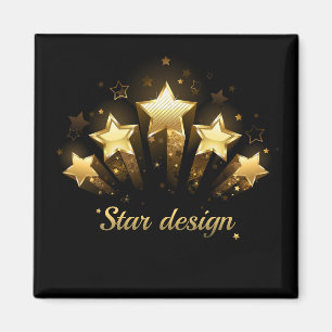 Fünf goldene Sterne auf Schwarz Magnet
