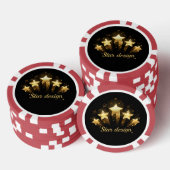 Fünf goldene Sterne auf schwarz Pokerchips (Stapel)