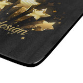 Fünf goldene Sterne auf schwarz Schneidebrett (Ecke)