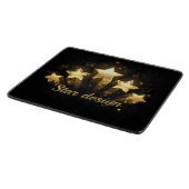 Fünf goldene Sterne auf schwarz Schneidebrett (Ecke)