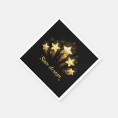 Fünf goldene Sterne auf schwarz Serviette (Ecke)