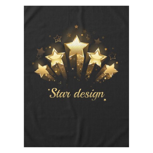 Fünf goldene Sterne auf schwarz Tischdecke (Vorderseite)