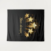 Fünf goldene Sterne auf schwarz Wandteppich (Vorderseite (Horizontal))