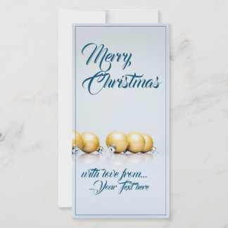 Fünf goldene Weihnachtsbälle - blaues Schreiben