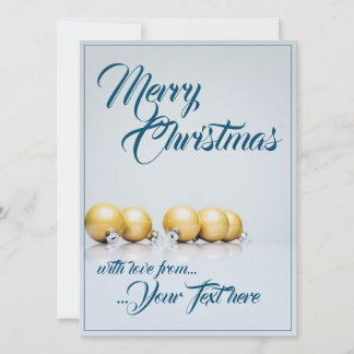 Fünf goldene Weihnachtsbälle - blaues Schreiben