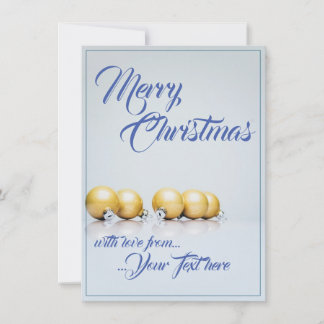 Fünf goldene Weihnachtsbälle - blaues Schreiben