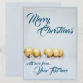 Fünf goldene Weihnachtsbälle - blaues Schreiben (Vorne/Hinten)