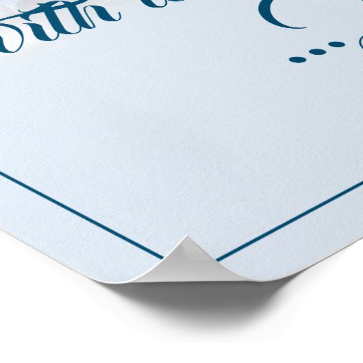 Fünf goldene Weihnachtsbälle - blaues Schreiben Poster (Ecke)