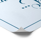 Fünf goldene Weihnachtsbälle - blaues Schreiben Poster (Ecke)