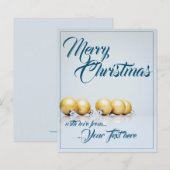 Fünf goldene Weihnachtskugeln - blaue Schrift (Vorne/Hinten)