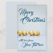 Fünf goldene Weihnachtskugeln - blaue Schrift (Vorne/Hinten)
