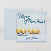Fünf goldene Weihnachtskugeln - blaue Schrift (Vorne/Hinten)