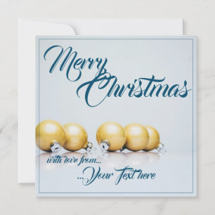 Fünf goldene Weihnachtskugeln - blaue Schrift