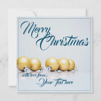 Fünf goldene Weihnachtskugeln - blaue Schrift
