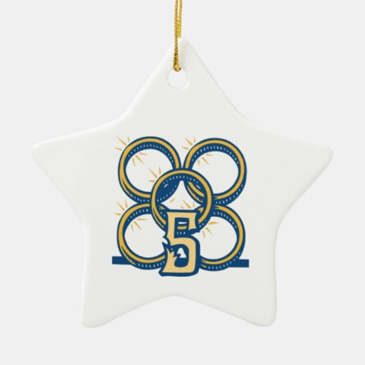 Fünf Goldringe! Keramik Ornament (Vorne)