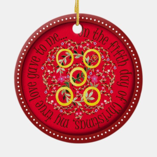 Fünf Goldringe Keramik Ornament (Hinten)