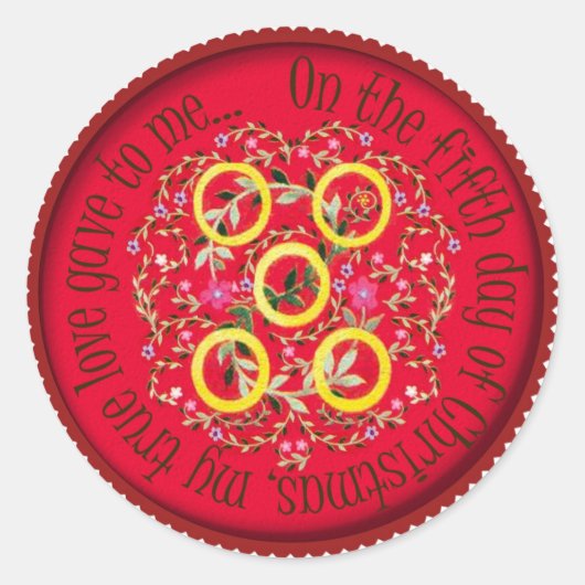 Fünf Goldringe Runder Aufkleber (Vorderseite)