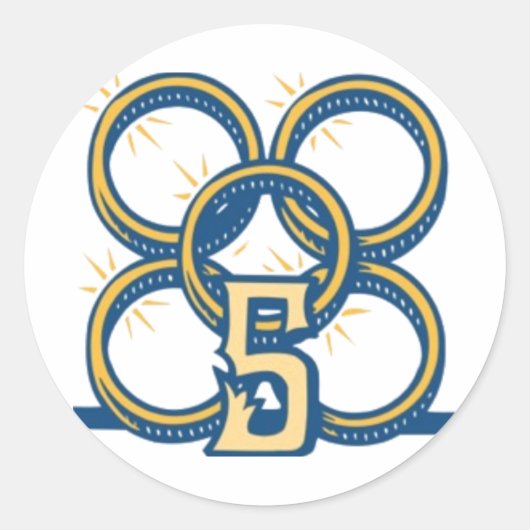 Fünf Goldringe! Runder Aufkleber (Vorderseite)