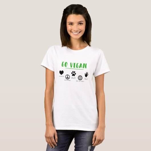 Fünf Gründe, vegan zu gehen T-Shirt (Vorne ganz)