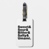 Fünf Grundgeschmacksrichtungen Gepäckanhänger (Rückseite vertikal)