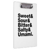 Fünf Grundgeschmacksrichtungen Klemmbrett (Rechts)