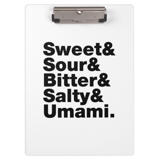 Fünf Grundgeschmacksrichtungen Klemmbrett (Vorderseite)