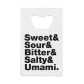 Fünf Grundgeschmacksrichtungen Kreditkartenflaschenöffner (Vorderseite)