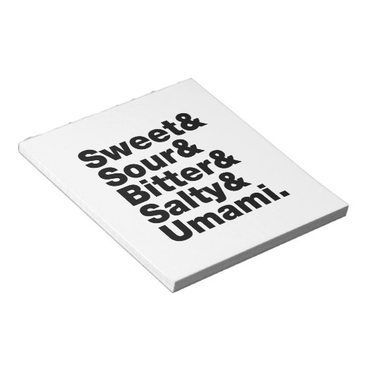 Fünf Grundgeschmacksrichtungen Notizblock (angewinkelt)