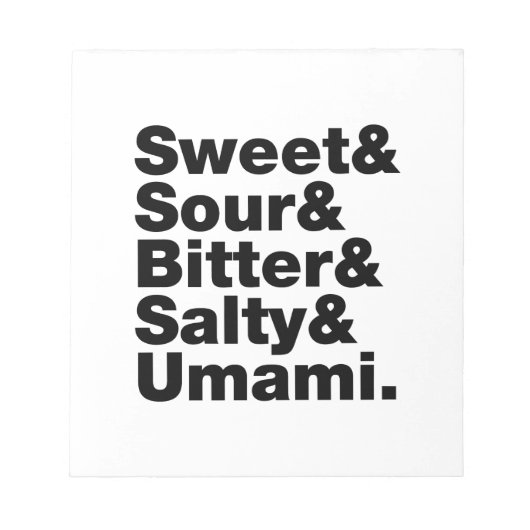 Fünf Grundgeschmacksrichtungen Notizblock (Vorderseite)