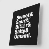 Fünf Grundgeschmacksrichtungen Quadratische Wanduhr (Winkel)