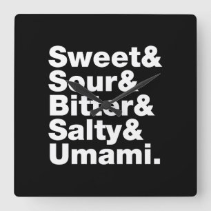 Fünf Grundgeschmacksrichtungen Quadratische Wanduhr