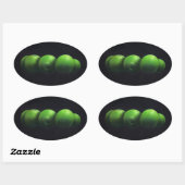 Fünf grüne Äpfel Ovaler Aufkleber (Blatt)