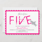 Fünf heiße rosa Hai Tier Einladung (Vorderseite)