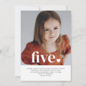 Fünf Herz-Foto Einladung zum ersten Geburtstag (Vorderseite)