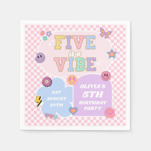 Fünf ist ein Vibe Preppy Patch 5. Geburtstagsparty Serviette