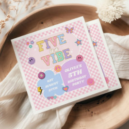 Fünf ist ein Vibe Preppy Patch 5. Geburtstagsparty Serviette