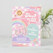 Fünf ist eine Stimmung Disco Regenbogen 5. Geburts Einladung (Stehend Vorderseite)
