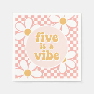 Fünf ist eine Stimmung Pink Daisy Checker Serviette
