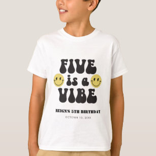 Fünf ist eine Vibe   Boys Happy Face 5. Geburtstag T-Shirt