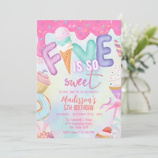 Fünf ist so eine süße Einladung (Stehend Vorderseite)