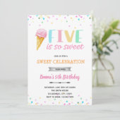 Fünf ist so eine süße Eis-Einladung Einladung (Stehend Vorderseite)
