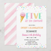 Fünf ist so eine süße Eis-Einladung Einladung (Vorne/Hinten)