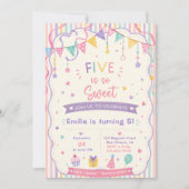 Fünf ist so süß Mädchen 5. Geburtstag Einladung (Vorderseite)