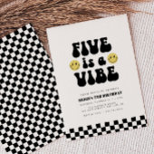 Fünf ist Vibe | Jungen glücklich Gesicht Kinder 5. Einladung