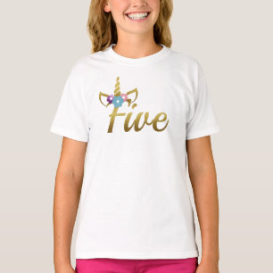Fünf Jahre alte Einhorn-Geburtstags-Mädchen für T-Shirt