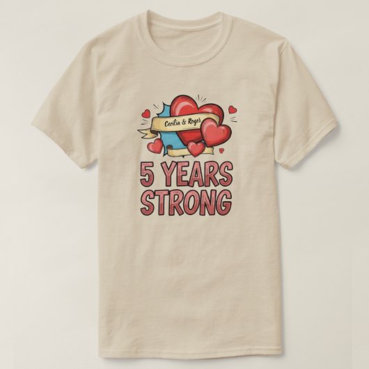 Fünf Jahre Stark Anpassbar T-Shirt (Design vorne)