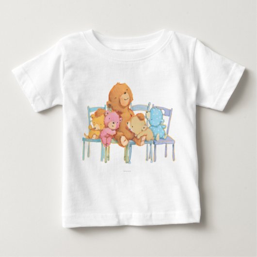 Fünf kalte und farbenfrohe Bären auf Stühlen Baby T-shirt (Vorderseite)