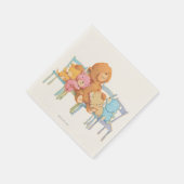 Fünf kalte und farbenfrohe Bären auf Stühlen Serviette (Ecke)