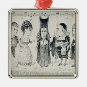 Fünf Karikaturen der Form Franzosen Silbernes Ornament